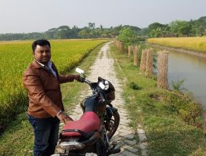 Road created with excavation material from drainage canal in coastal Bangladesh